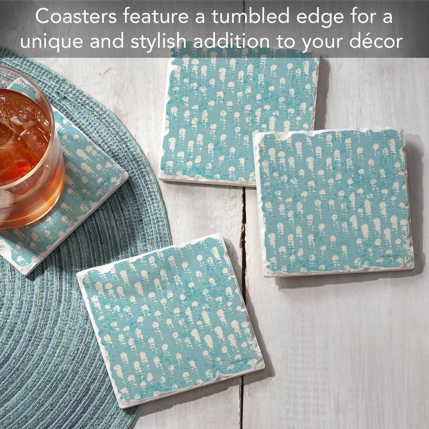 Bubbling Up Absorbent Tumbled Tile Coaster