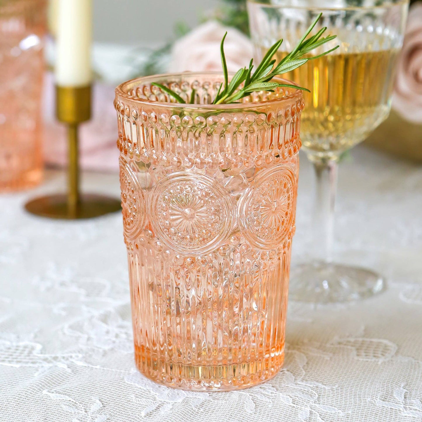 13 oz. Vintage Textured Rose Gold Drinking Glass