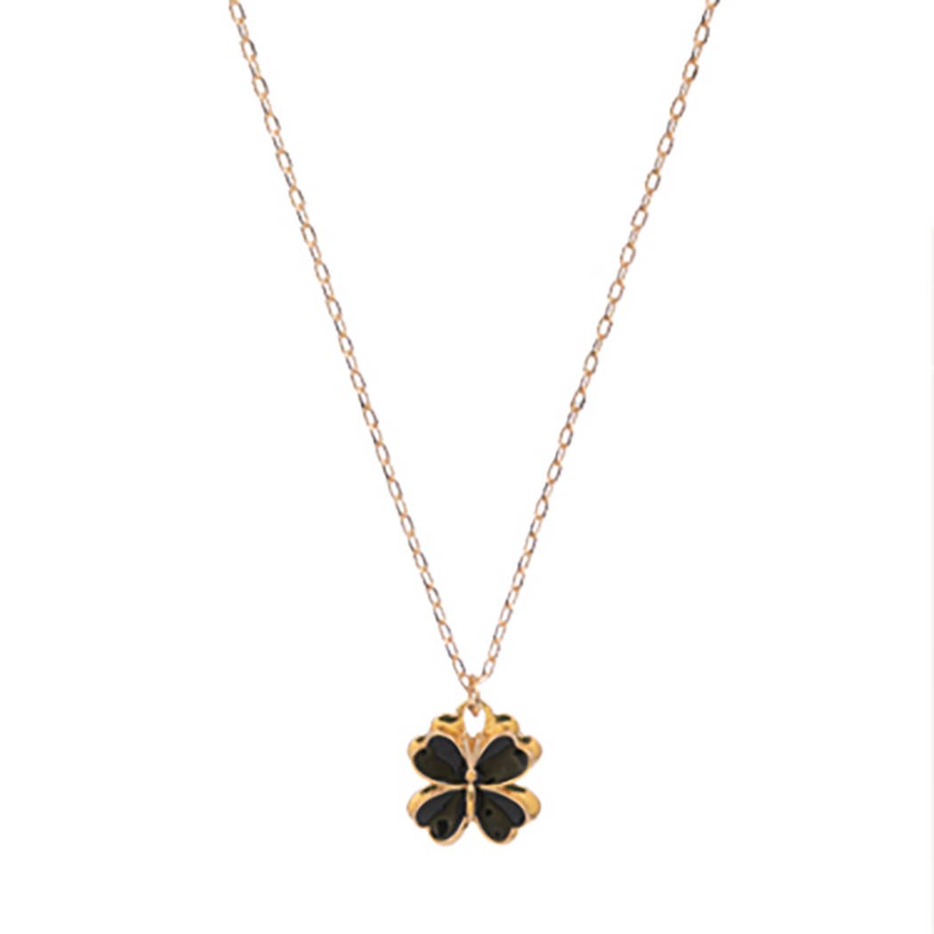 Flower Shaped Enamel Pendant Short Necklace