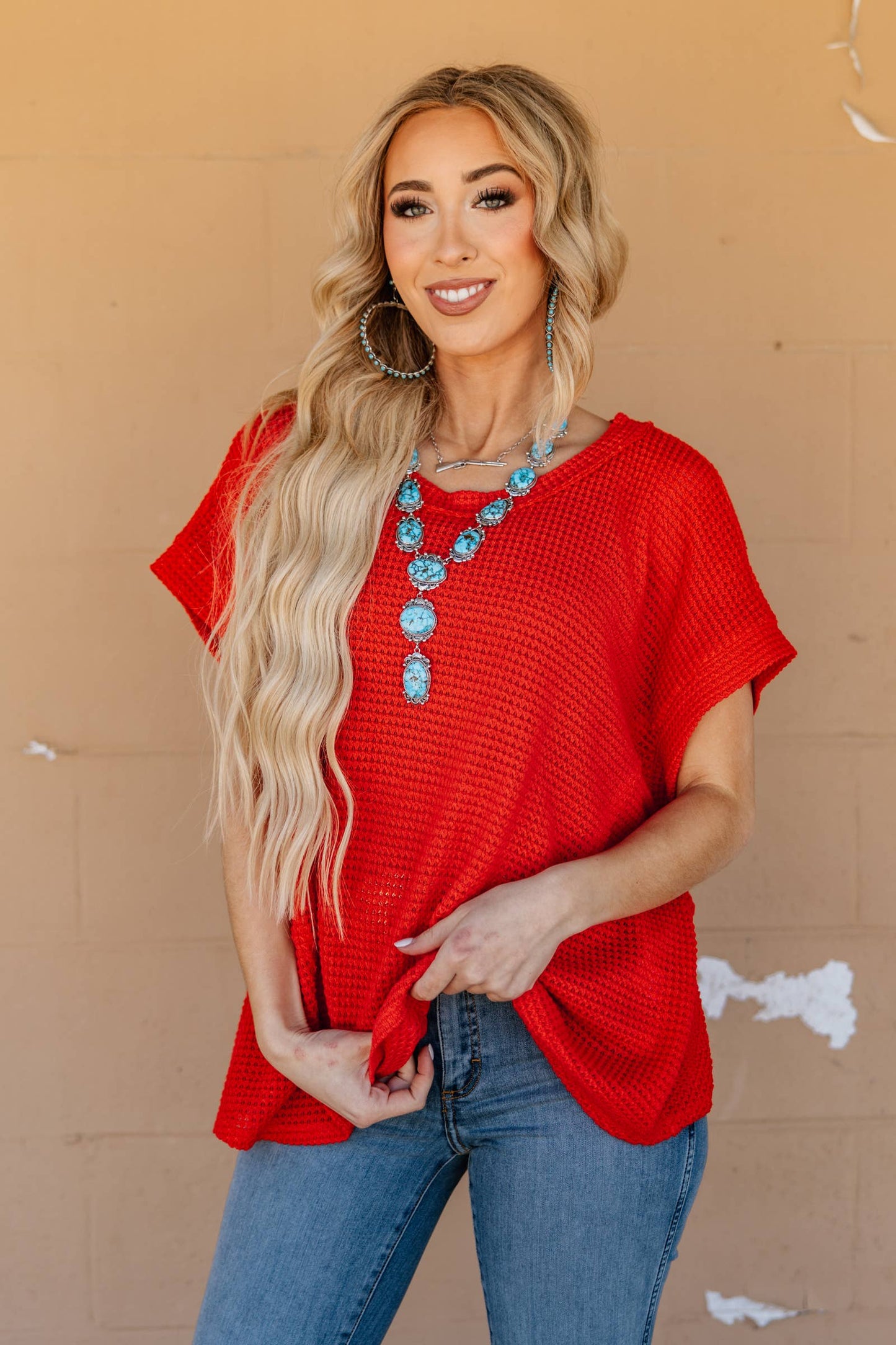 Round Neckline Crochet Poncho Sleeve Top
