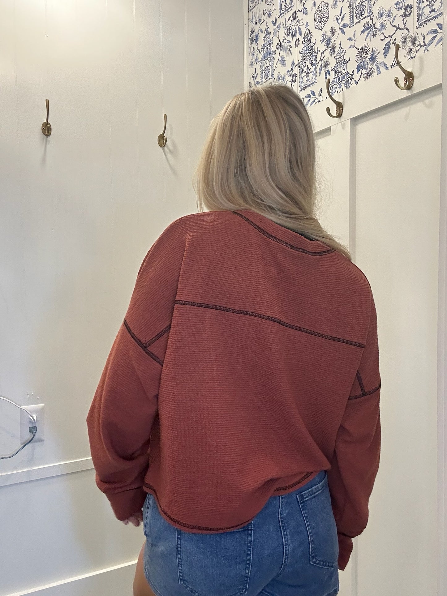 Oversized Crew Neck Top with Happy Halloween Creepy Carnival Print