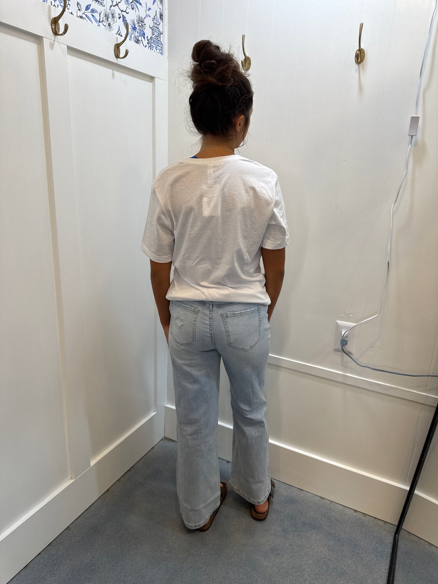 Vintage Light Wash Distressed Flare Jeans