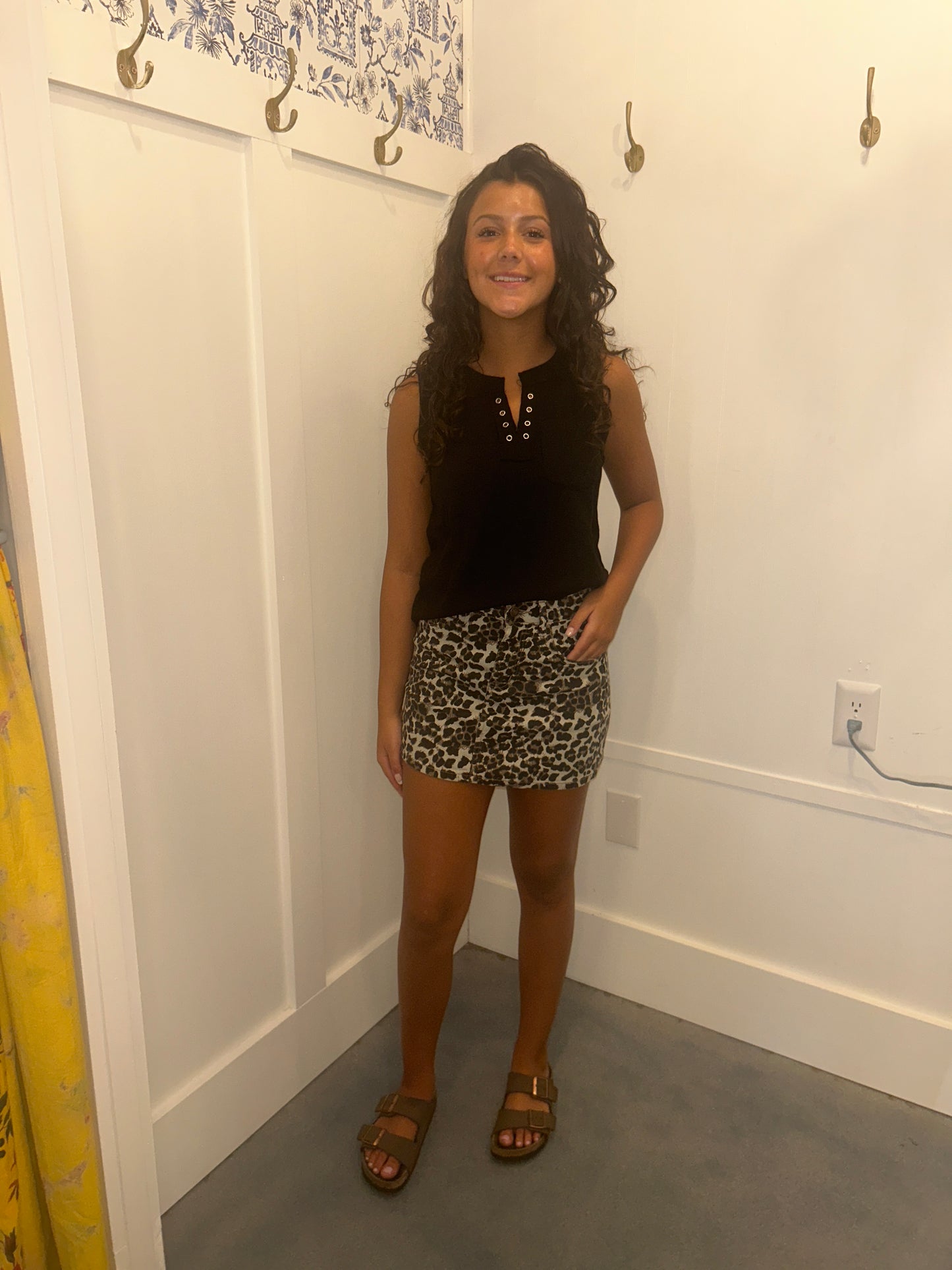 Leopard Denim Mini Skirt