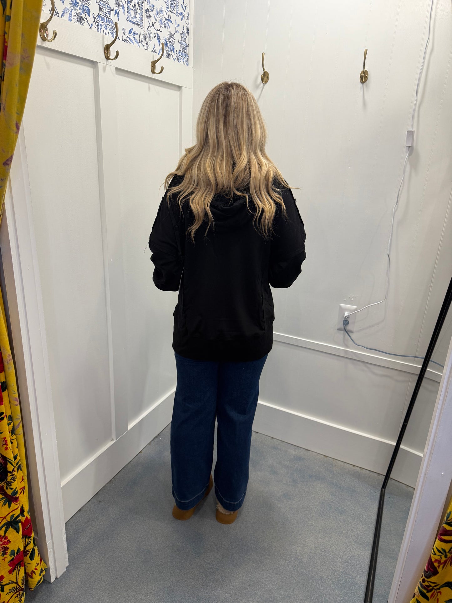 Raw Edge Exposed Seam Full Zip Hoodie