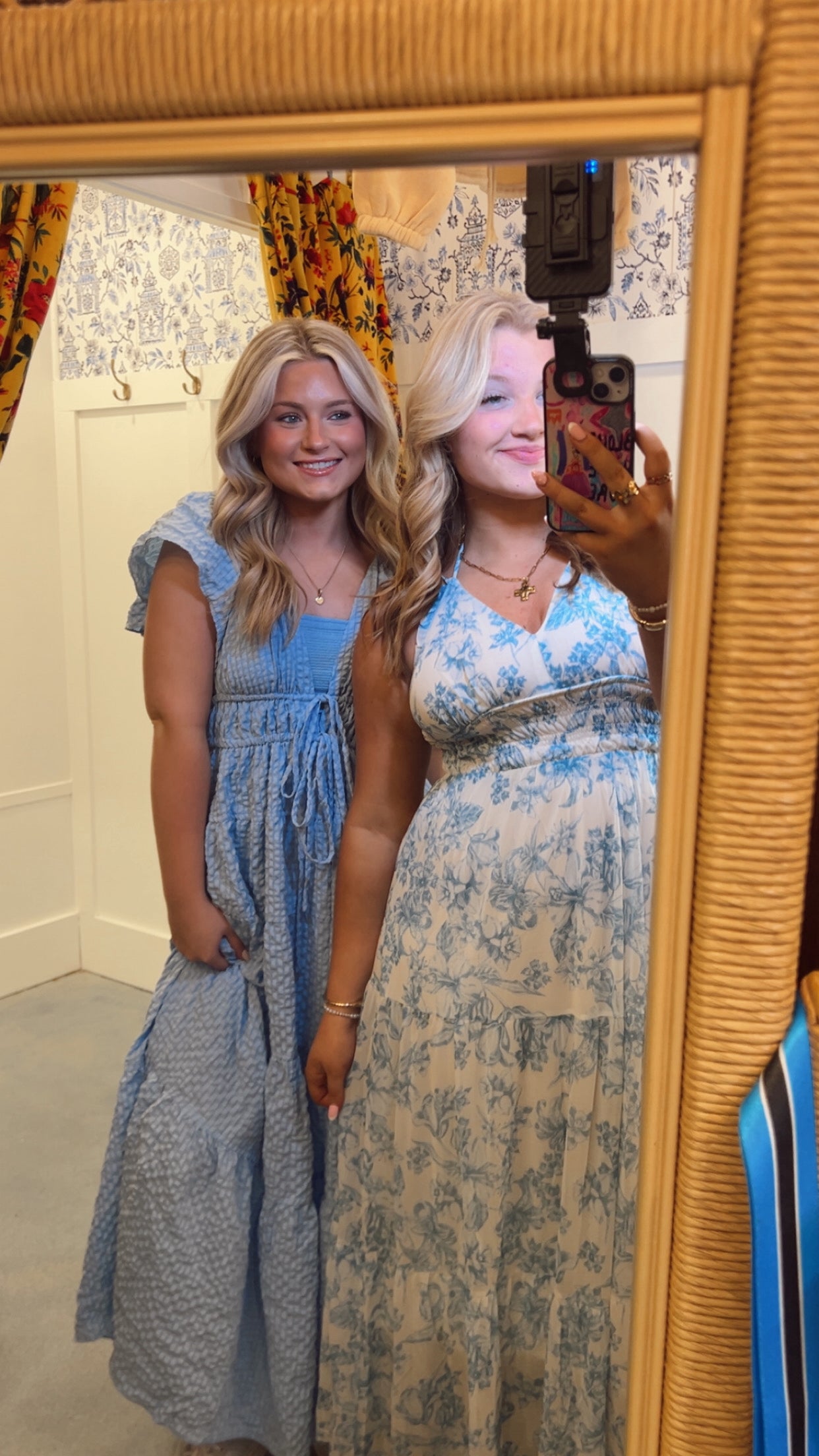 Printed Mesh Long Tiered Dress