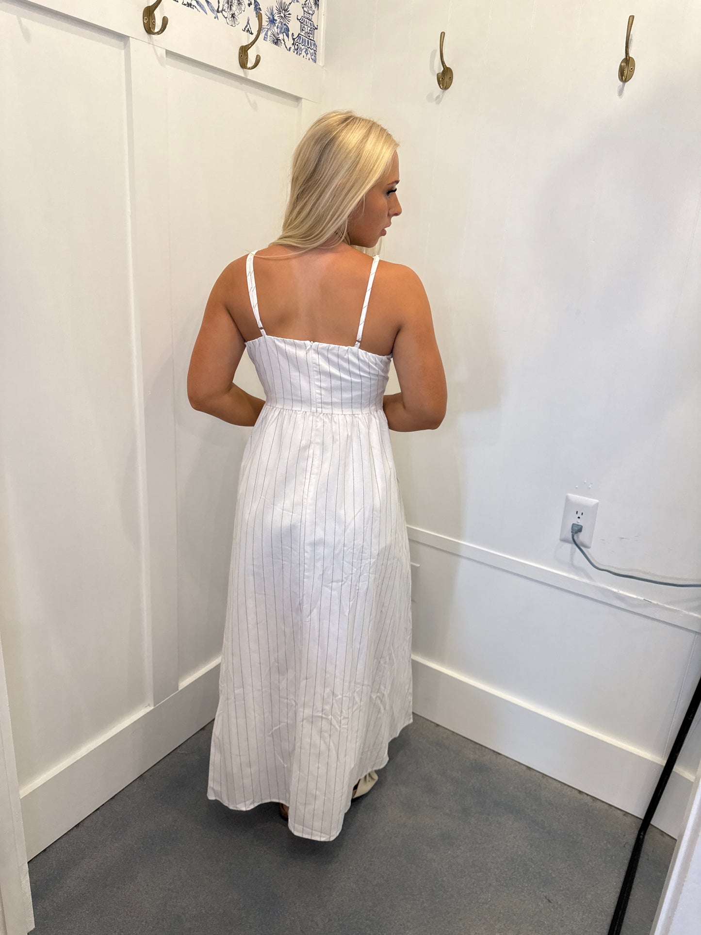 Spaghetti Strap Pocketed High Waist Maxi Dress