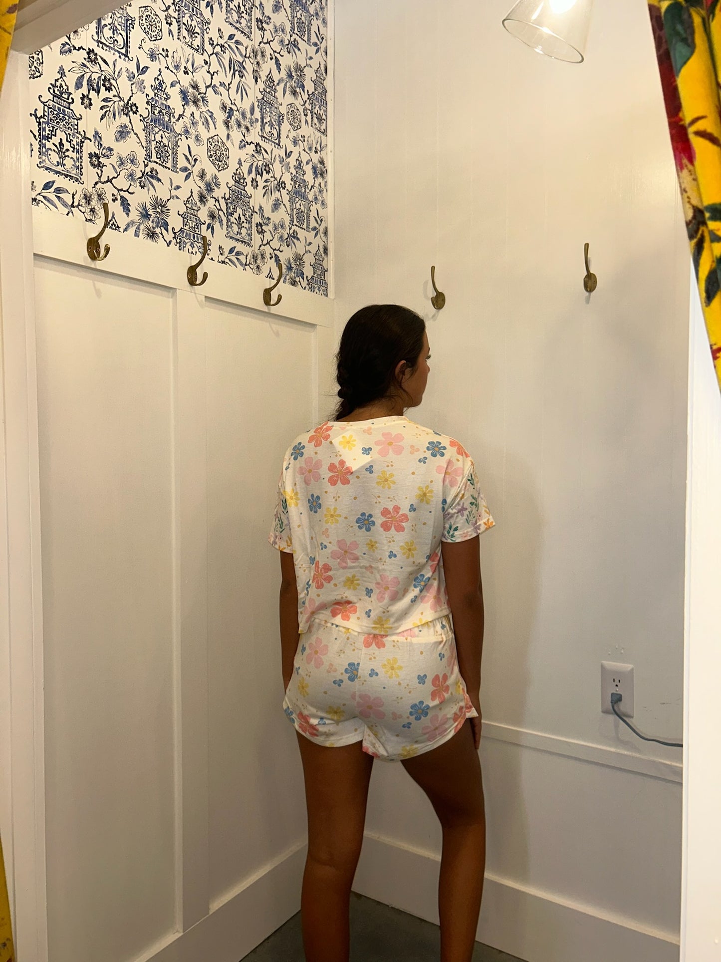 Floral Print Crop Top Wide Leg Short Set (Sold as Separates)