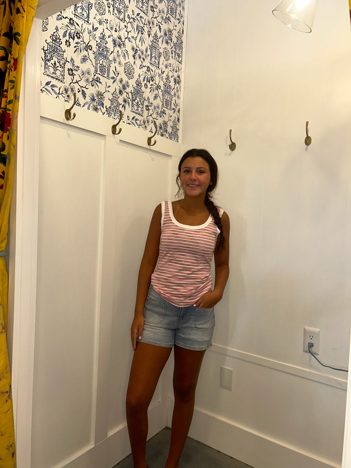Contrast Trim Yarn-dyeing Knit Tank Top