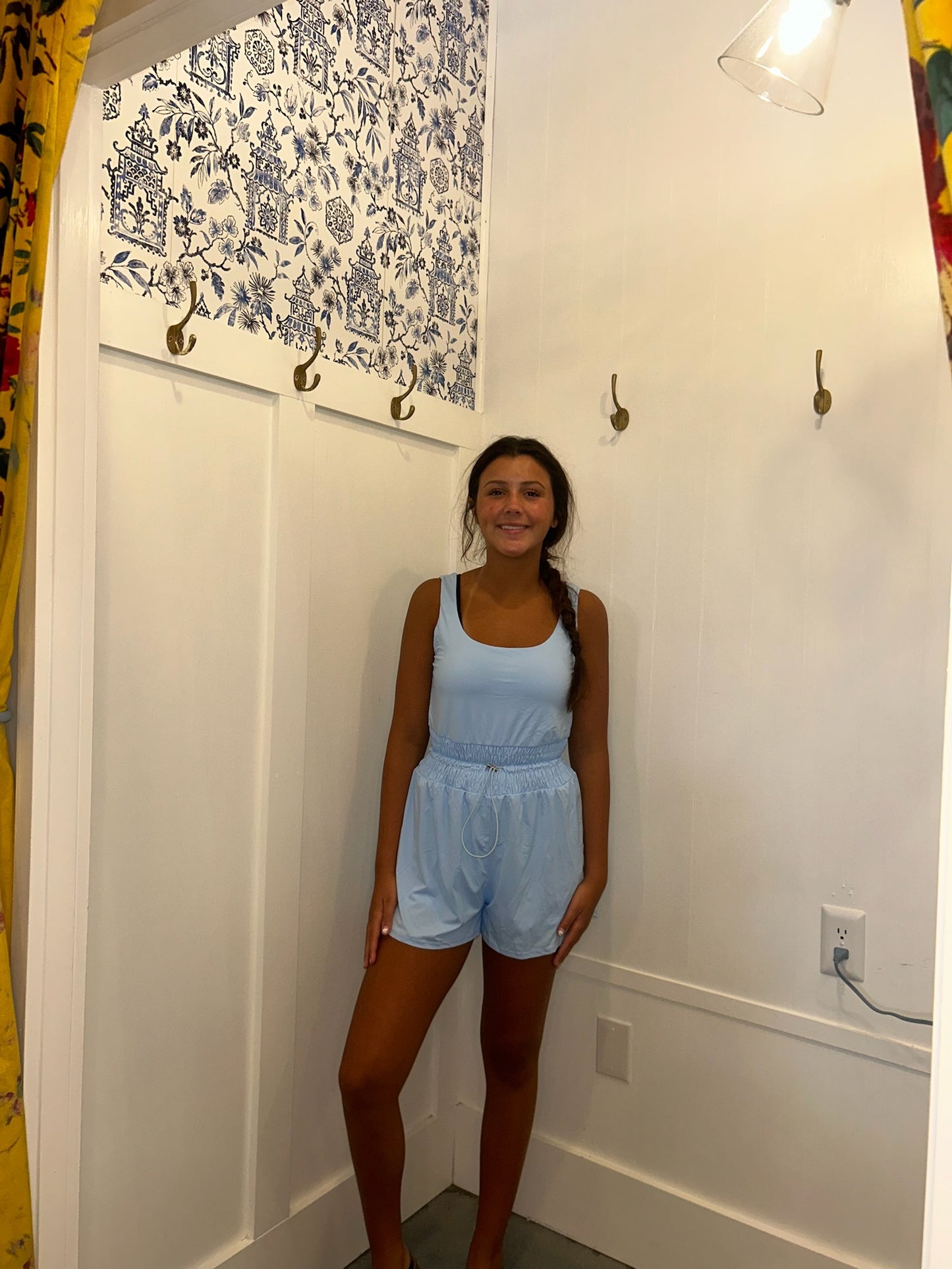Plain Sleeveless Loop Drawstring Cinched Waist Romper