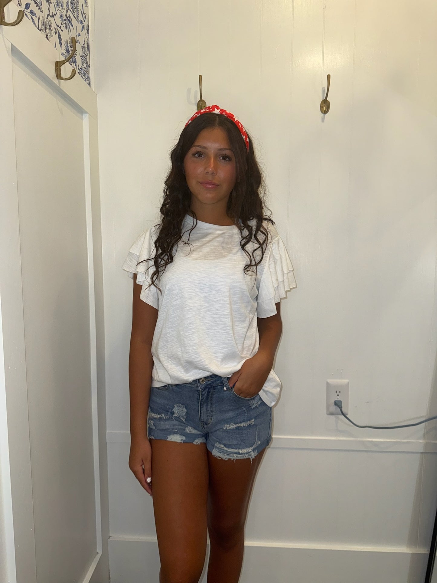 Layered Ruffle Short Sleeve Round Neck Top