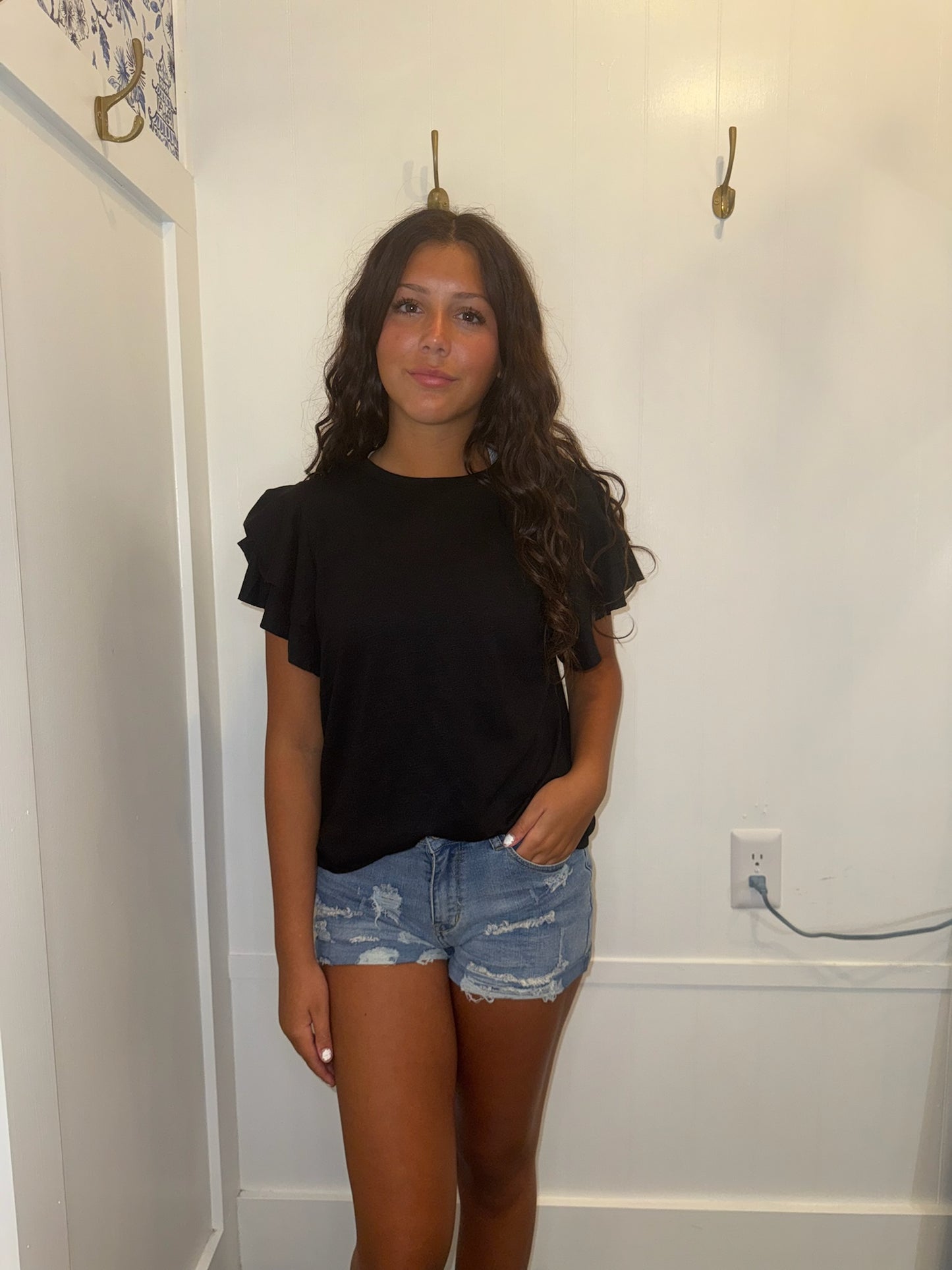 Layered Ruffle Short Sleeve Round Neck Top