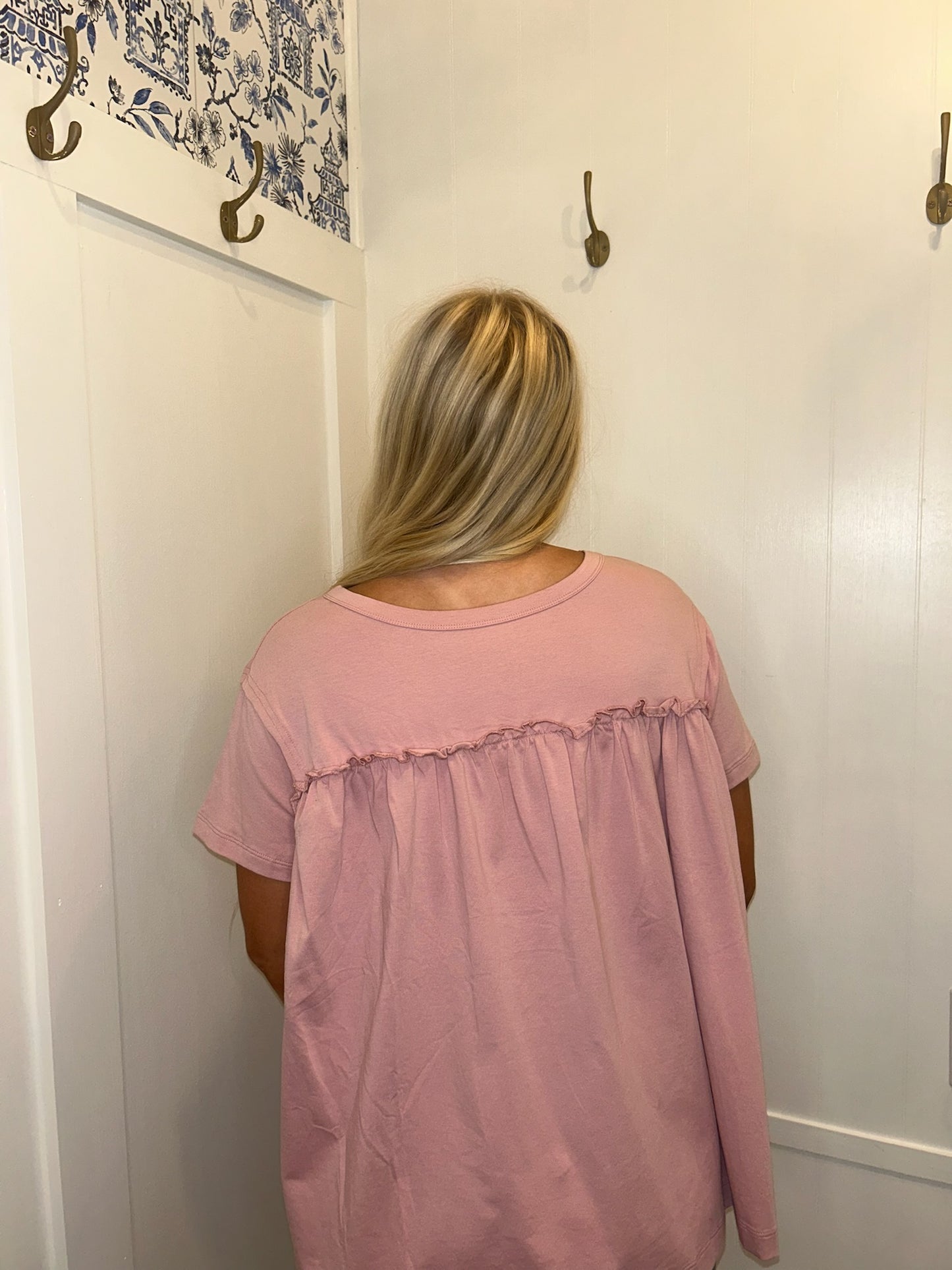 Ruffled Trim Loose Babydoll Tee