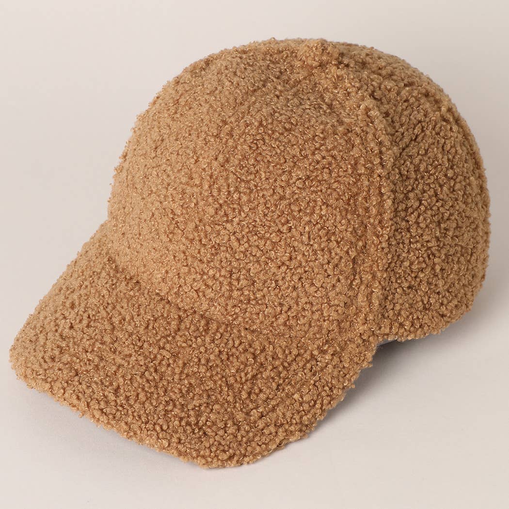 Solid Colored Faux Sherpa Baseball Cap