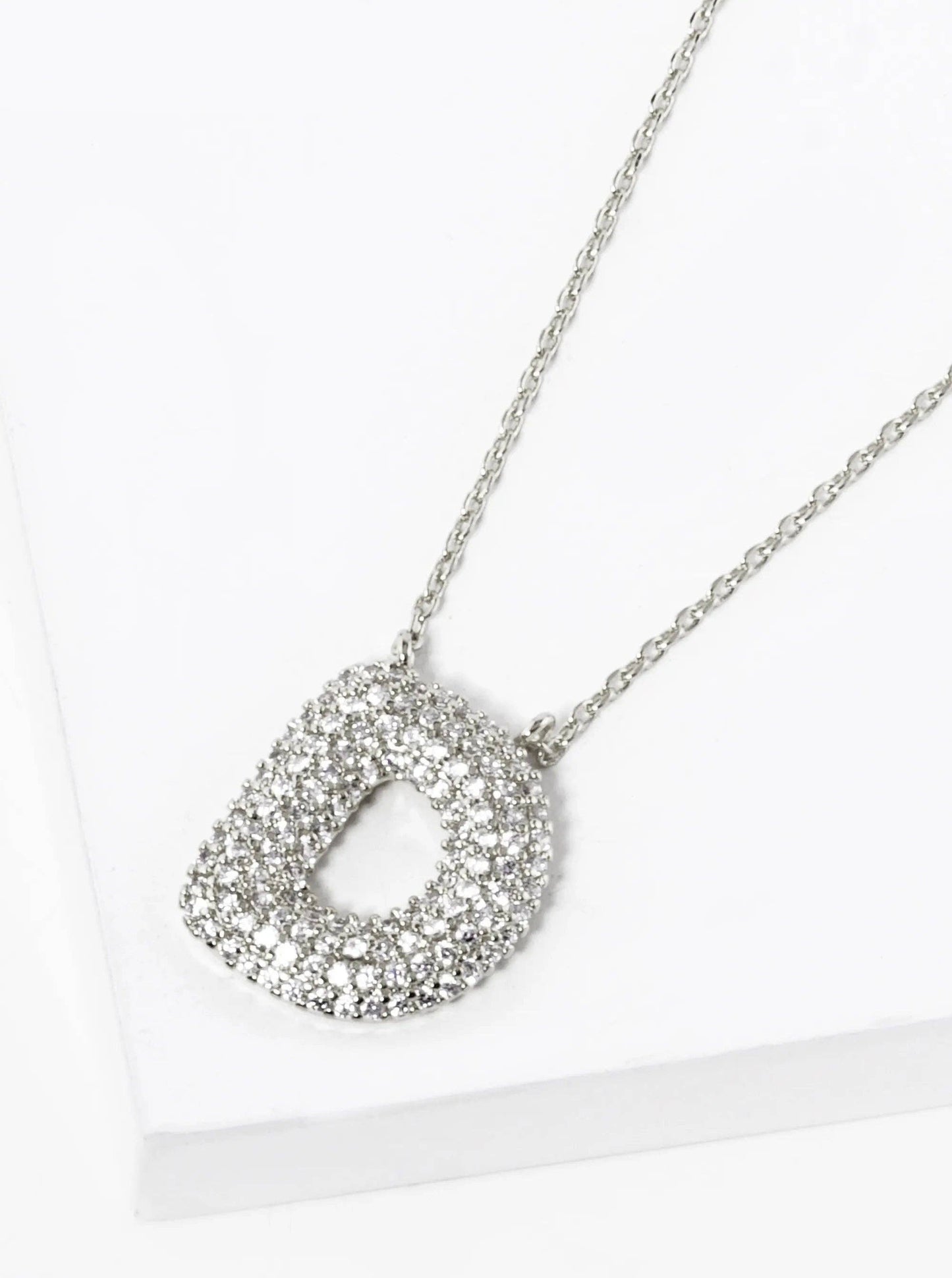 18K Gold Dipped Cz Pave Bubble Initial Pendant Necklace
