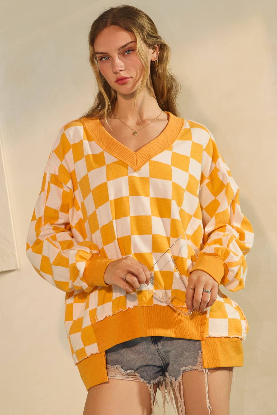 Checkerboard Oversized Sweatshirt