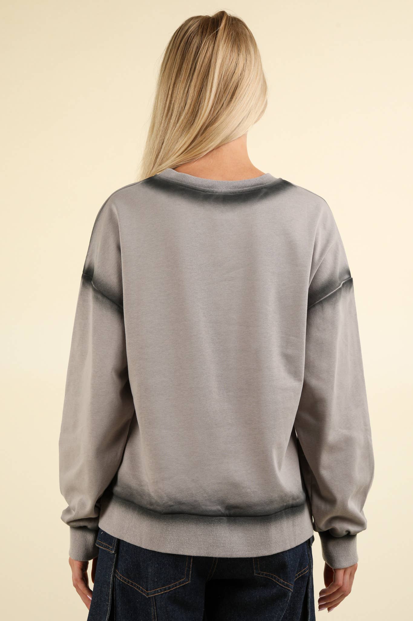 Contrast Spray Detail Oversized Sweat Shirt Knit Top