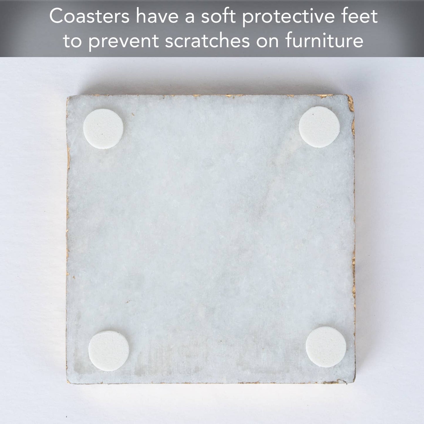 Thirstystone Natural White Marble Coasters with Gold Edges