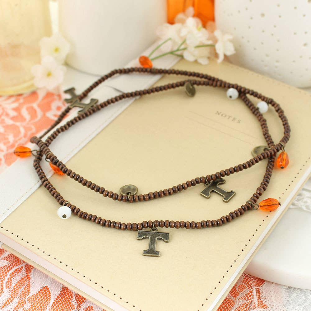 Tennessee 36" Wood Bead Stretch Necklace-Bracelet