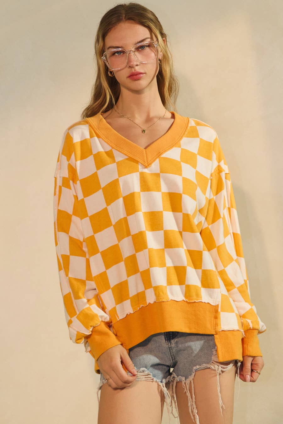 Checkerboard Oversized Sweatshirt