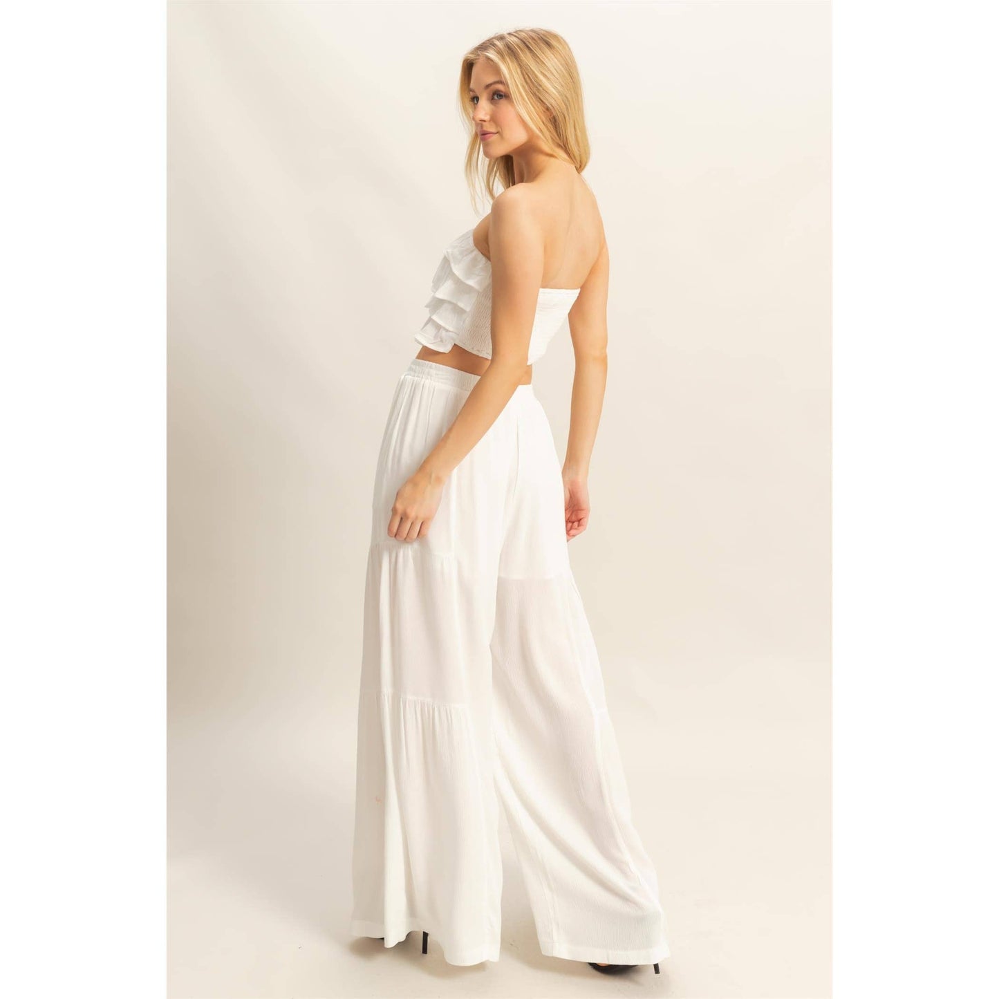 Ruffle Top And Flowy Pants Set (Sold as Separates)