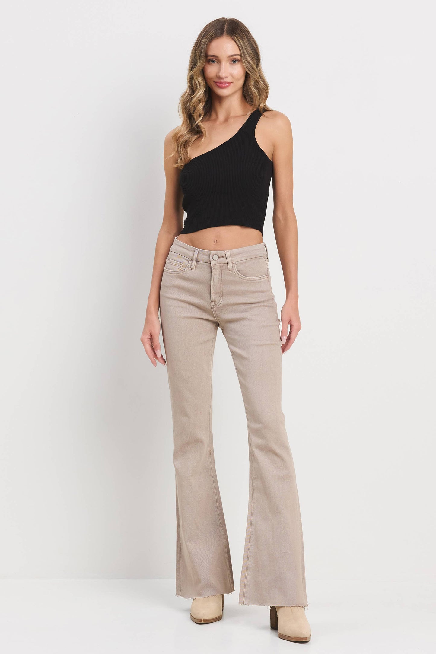 High Rise Taupe Flare