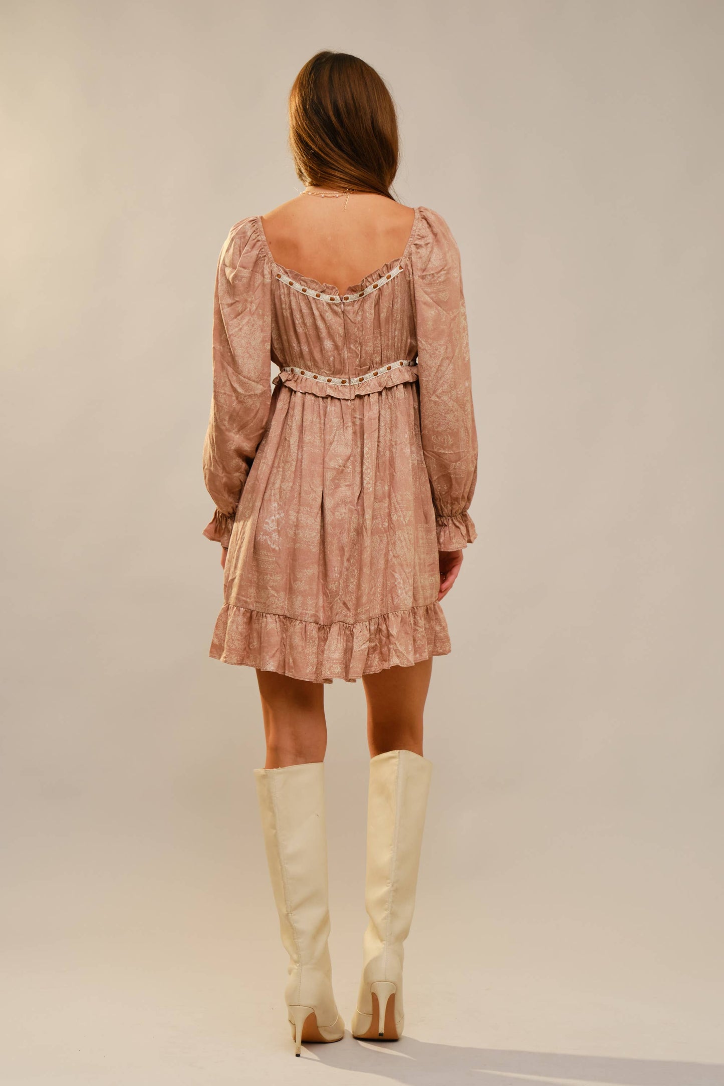 Bohemian Print Ribbon Detail Mini Dress