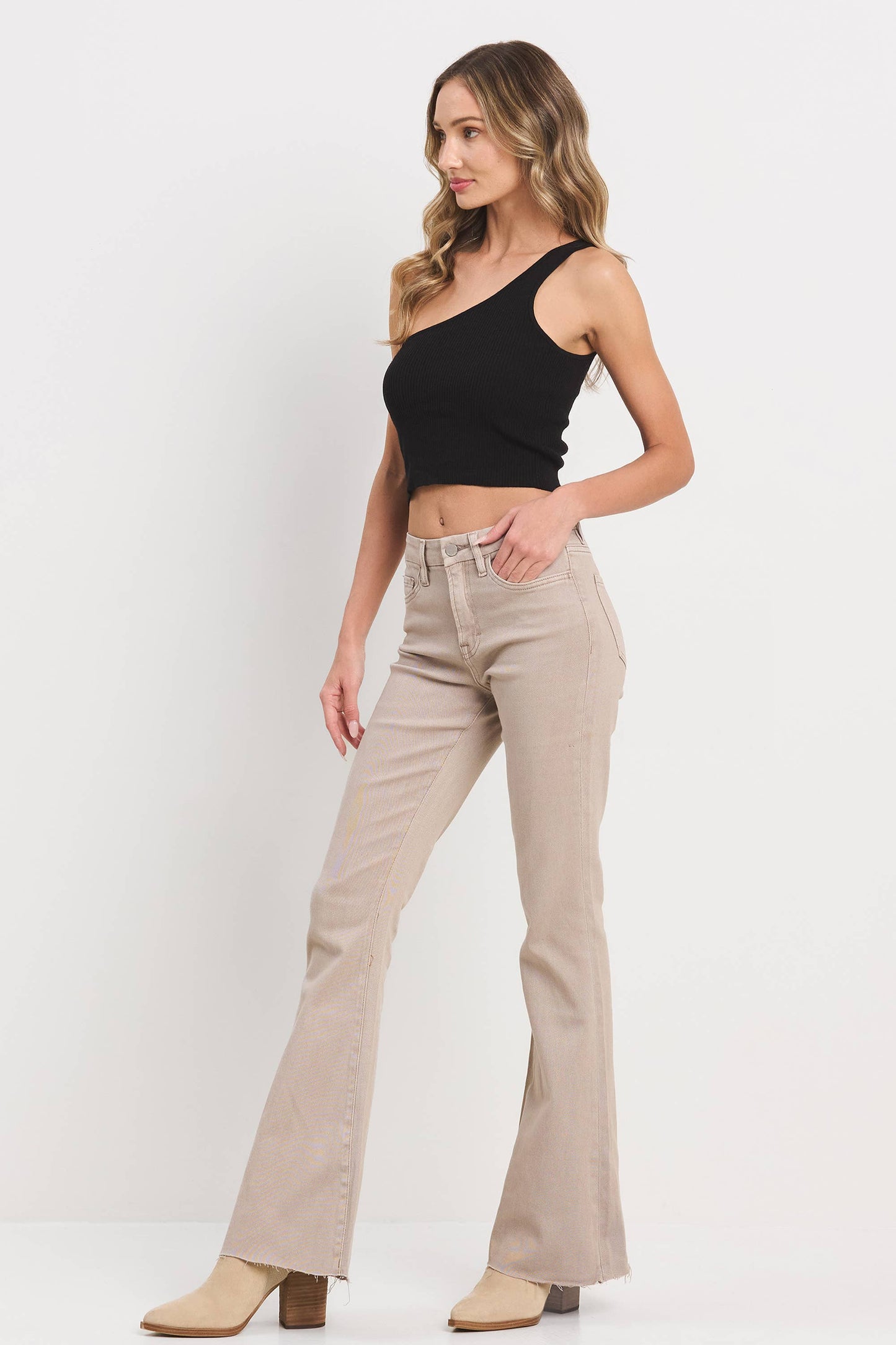High Rise Taupe Flare