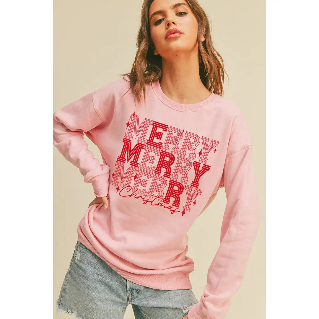 Merry Merry Merry Christmas Graphic Sweatshirt