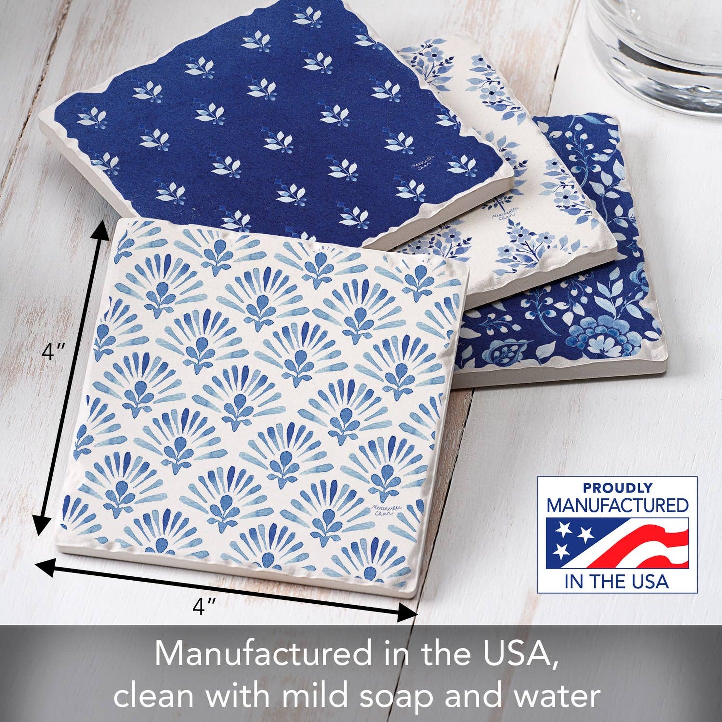 Jaipur Assorted Image Tumbled Tile Coaster 4 Pack
