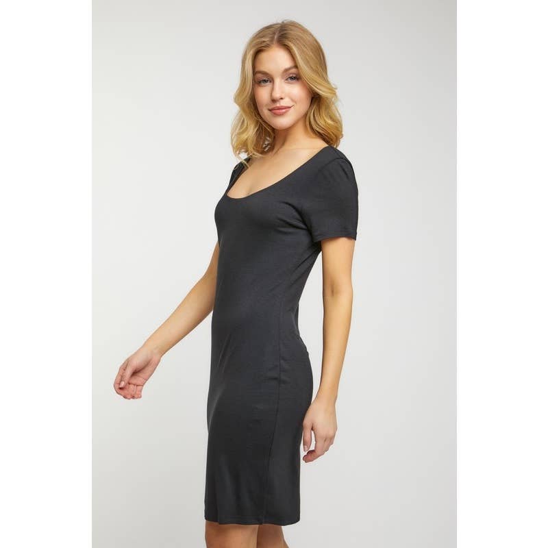 Short Sleeve U Neck Bodycon Casual Mini Dress