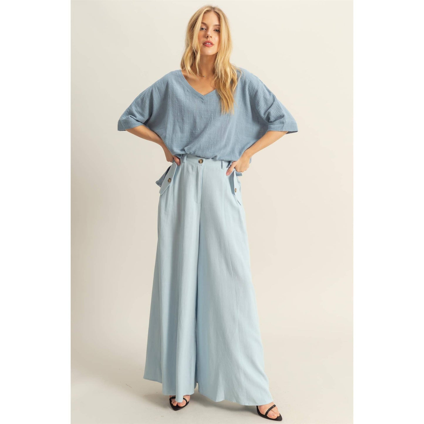 V-Neck Oversized Semi-Sheer Cotton Top