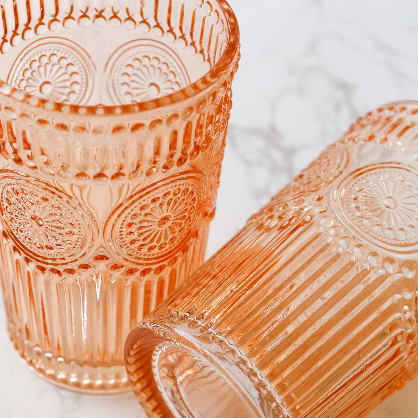 13 oz. Vintage Textured Rose Gold Drinking Glass