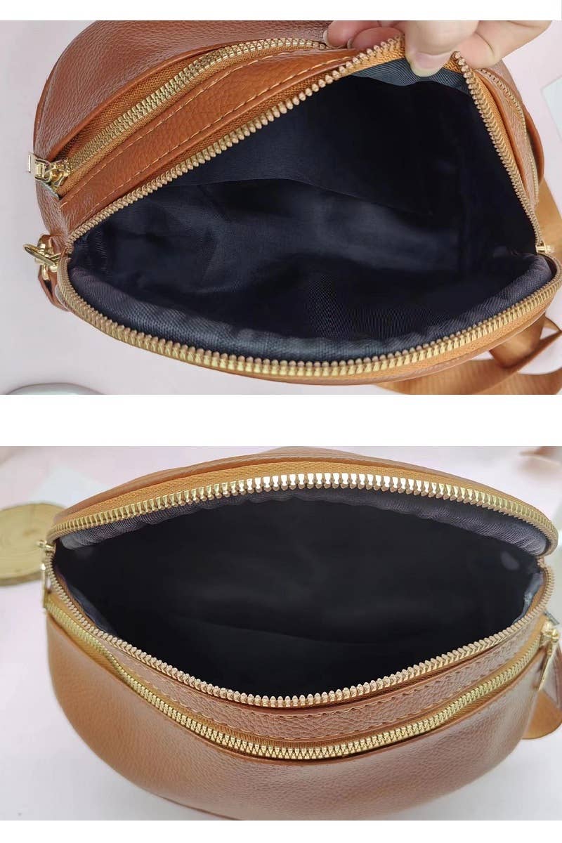 Vegan Leather Multi Pocket Crossbody Chest Bum Bag