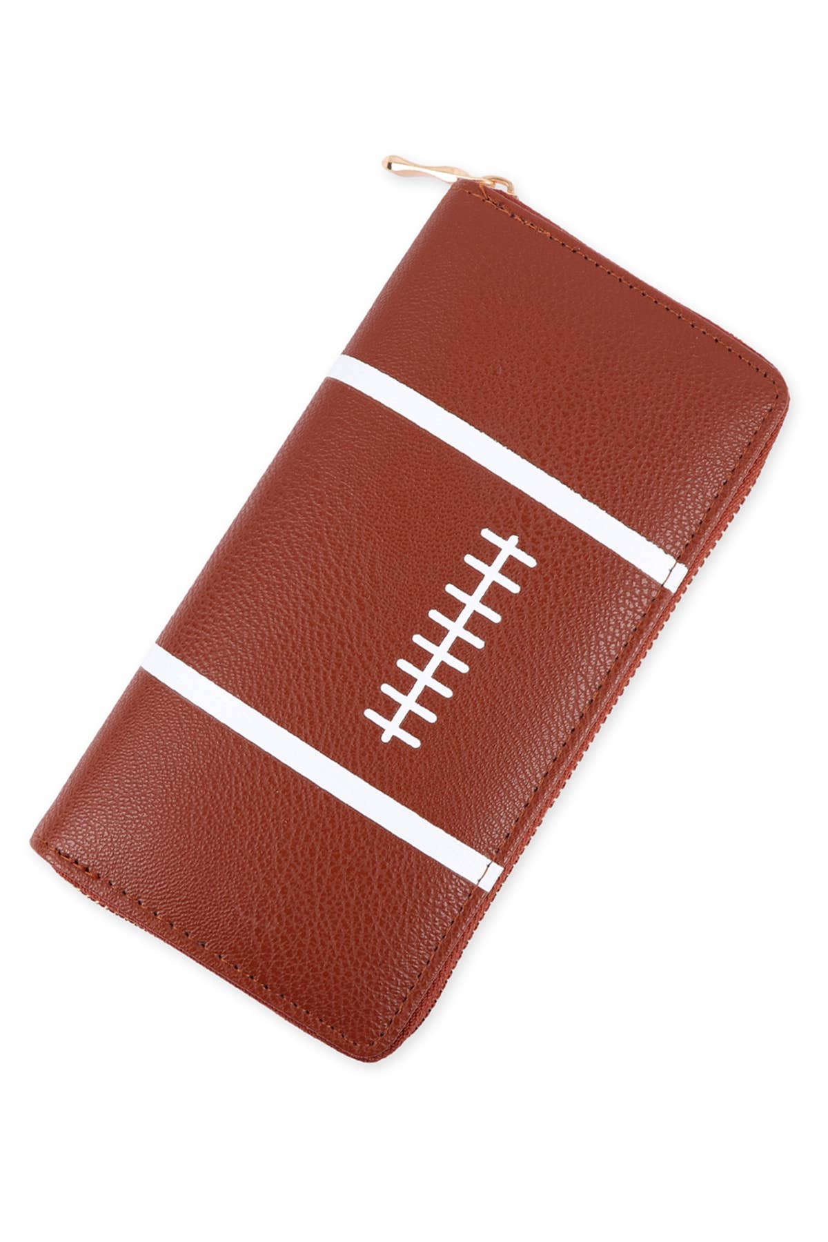 Football Print Zipper Leather Wallet