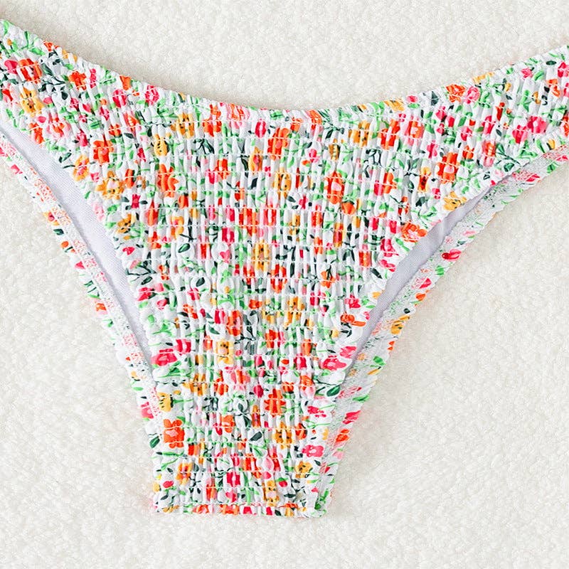 Sweet Floral Print Strap Tie Sexy Swimwear (Sold as Separates)