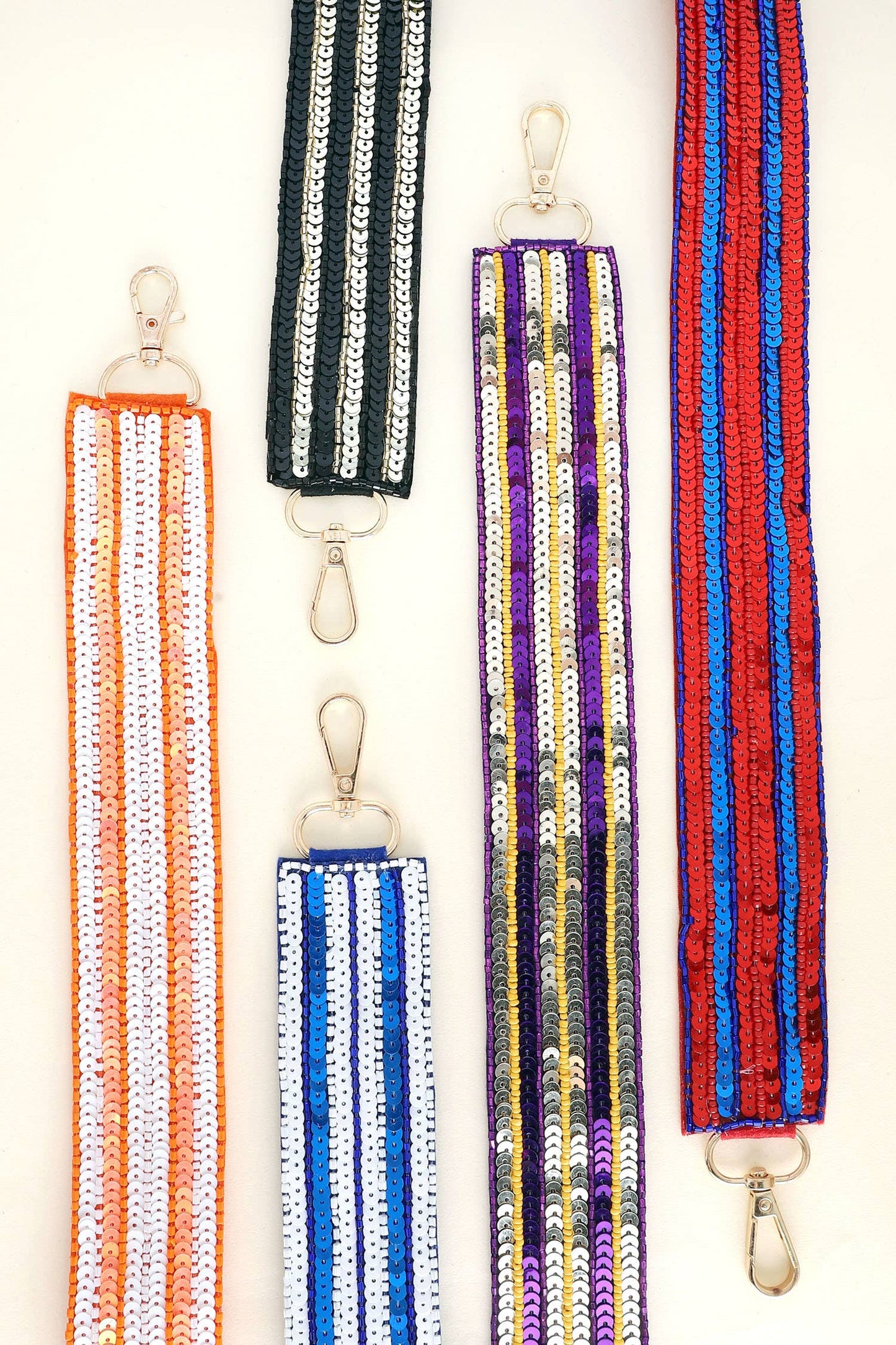 Game Day Sequin Shoulder Bag Strap: Orange White