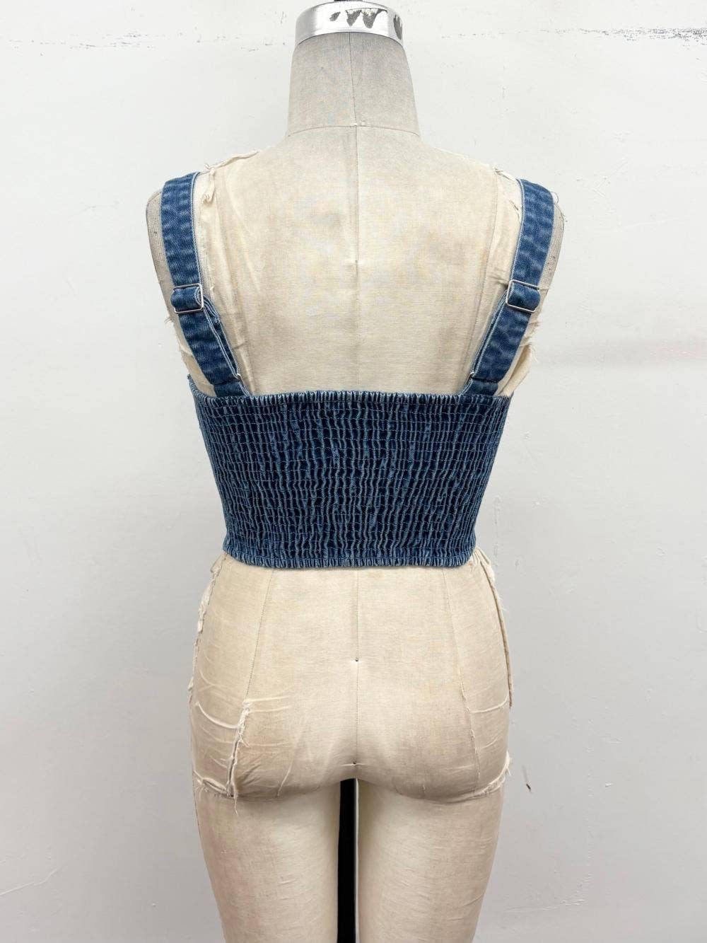 Lace-Up Denim Corset Crop Top