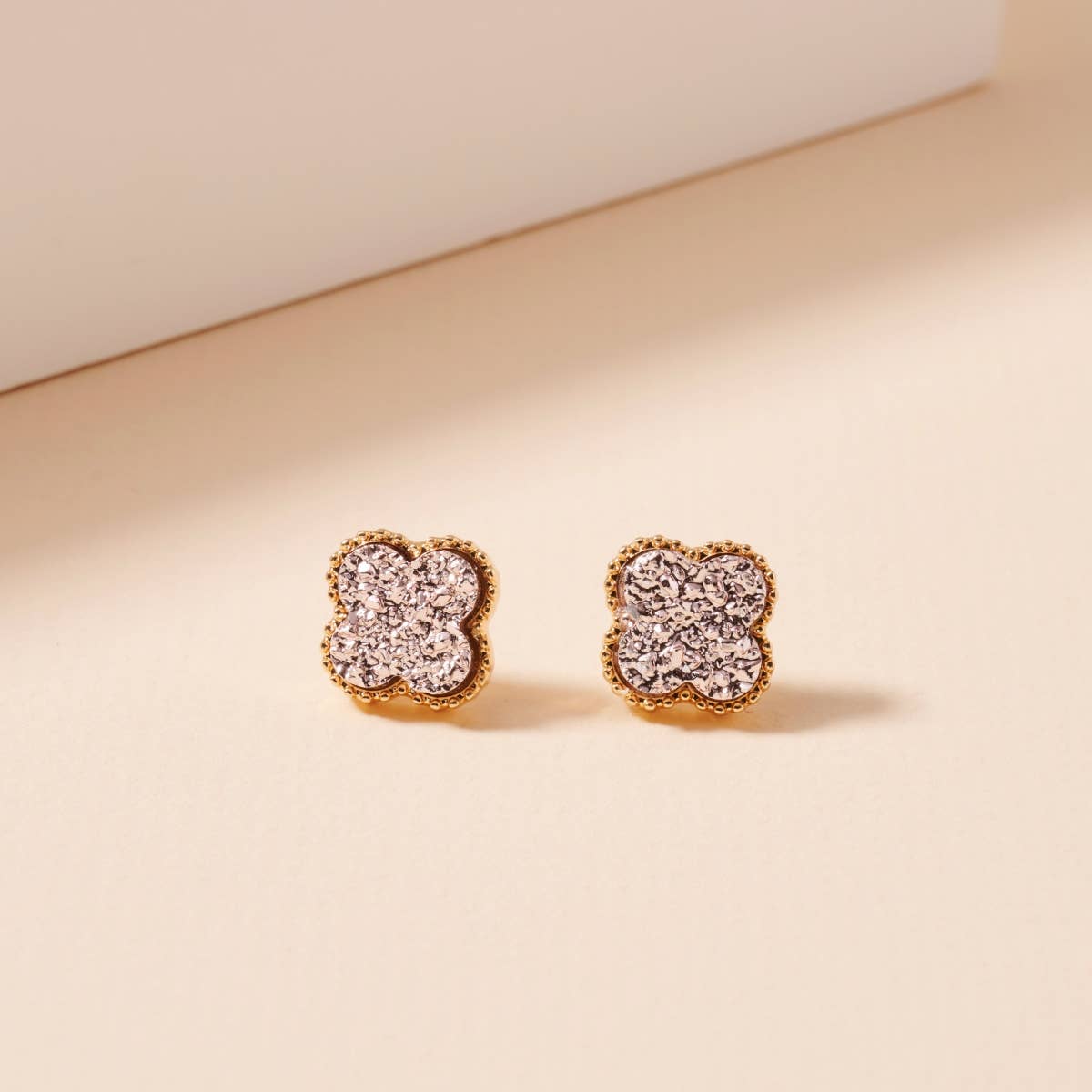 Flower Druzy Stone Stud Earrings
