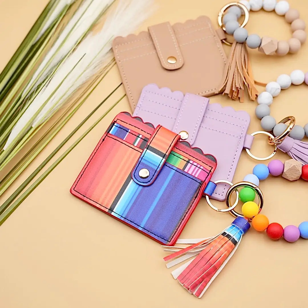 Leather Keychain Wallet With Wristlet Bangle Bracelet