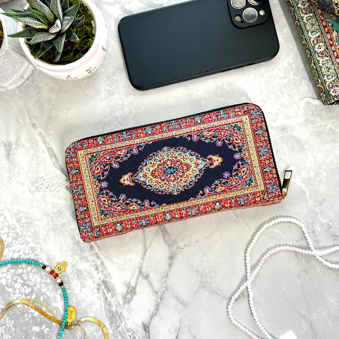 Rug Design Wallet for Women, Boho Wallet, Vegan Wallet