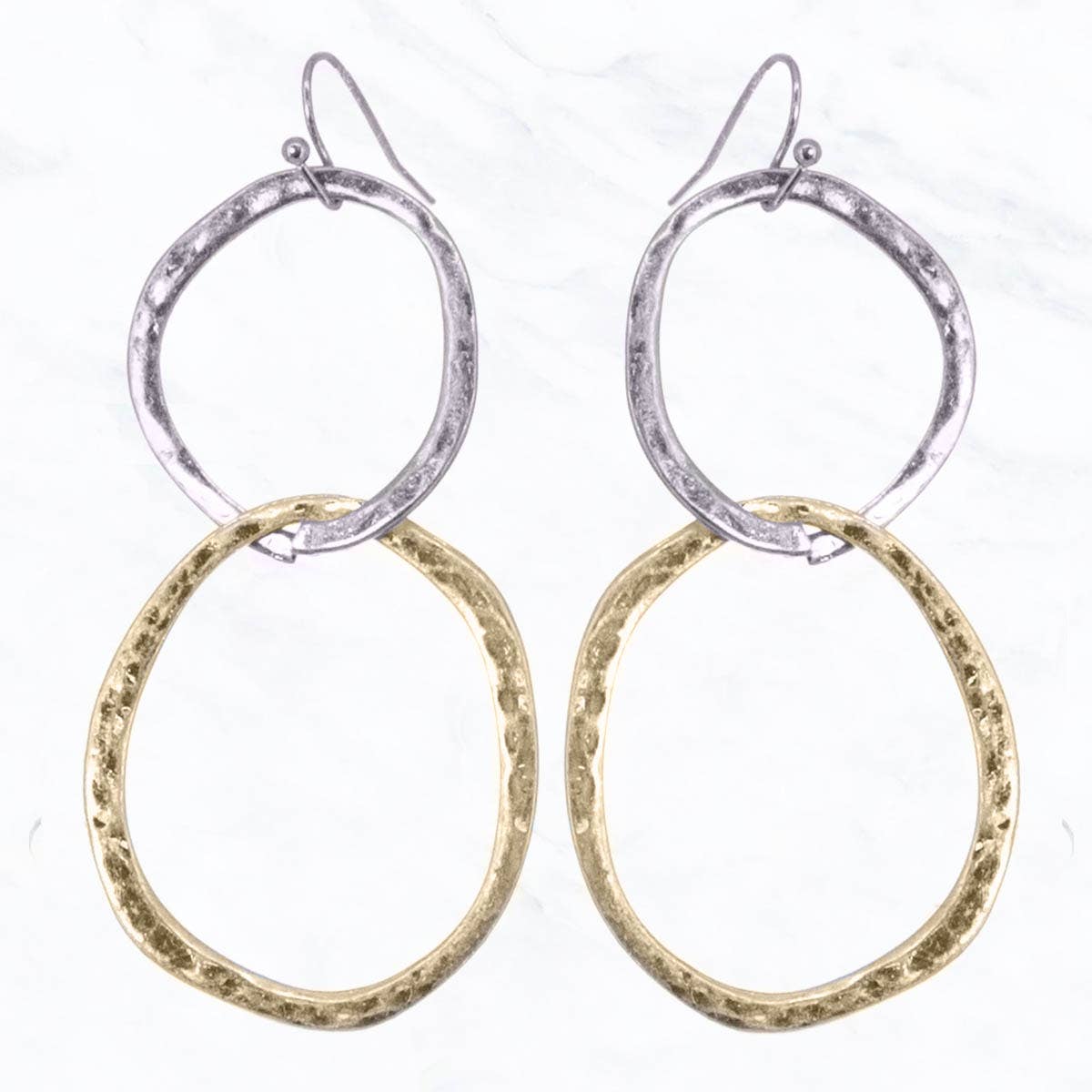 Double Round Metal Drop Earrings