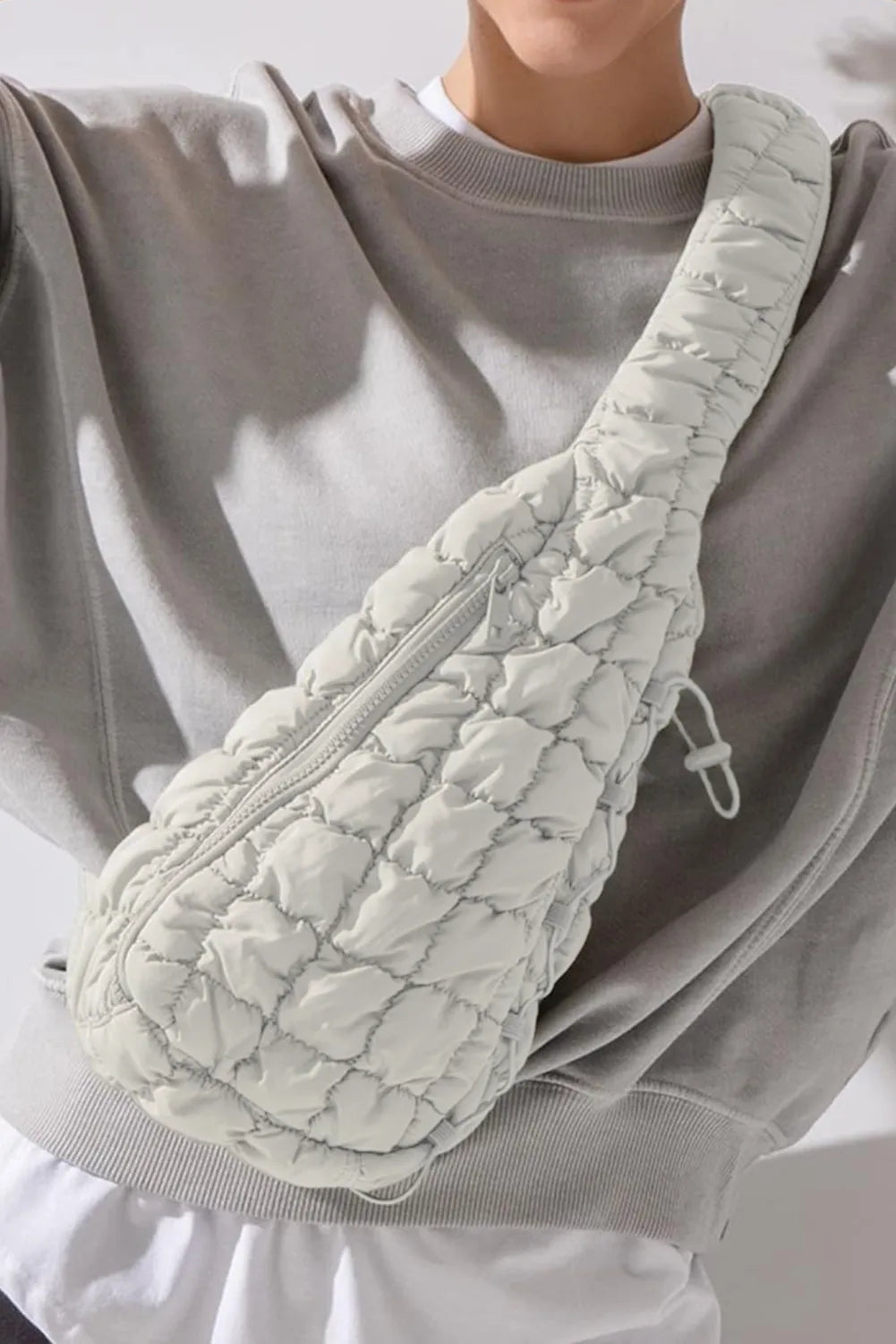 Marshmallow Quilted Drawstring Décor Sling Bag