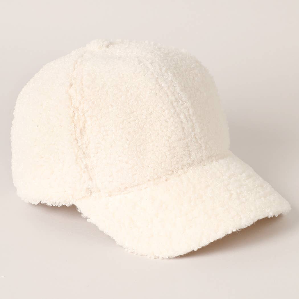 Solid Colored Faux Sherpa Baseball Cap