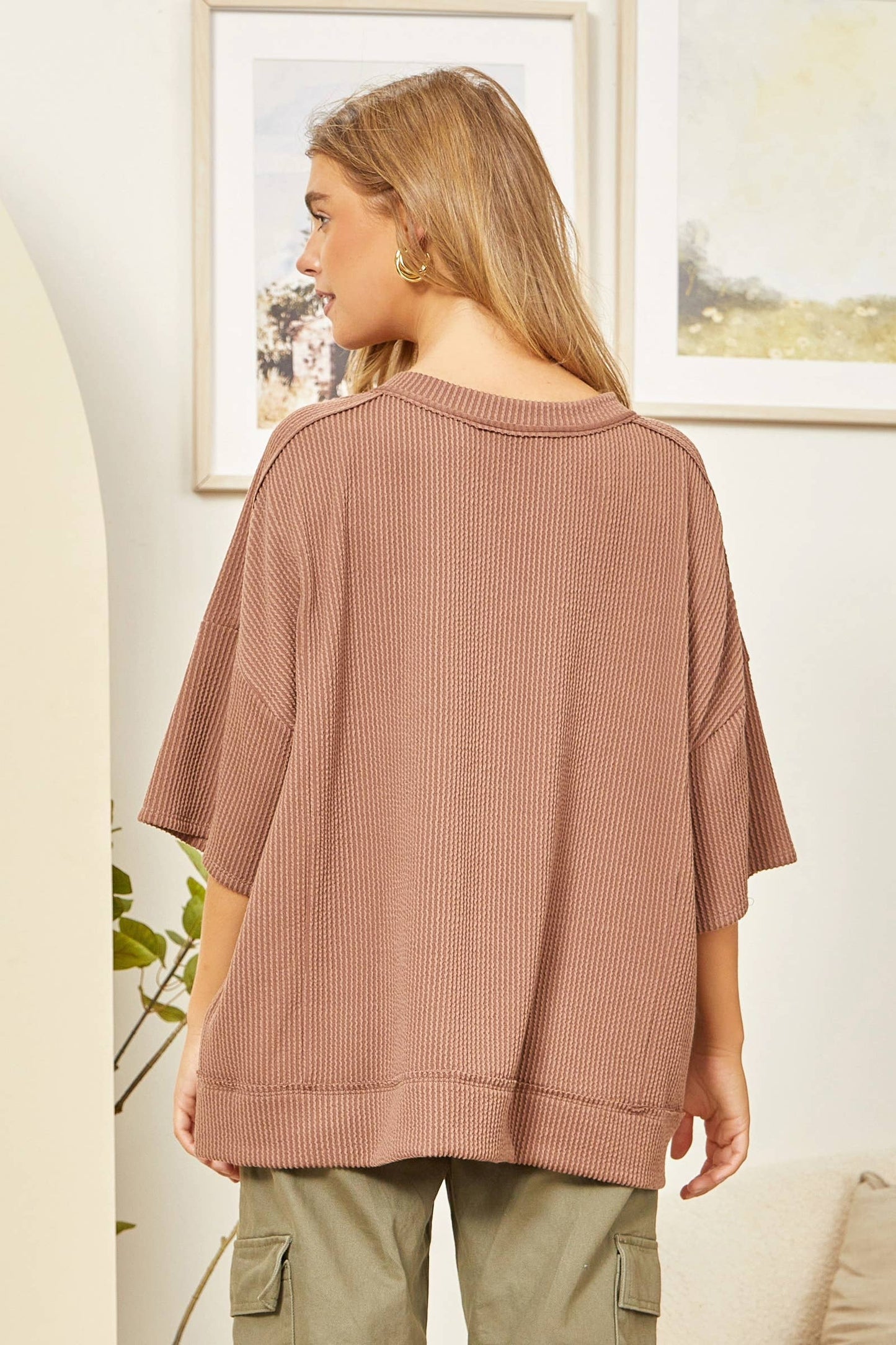 Curly Rib Knit Top
