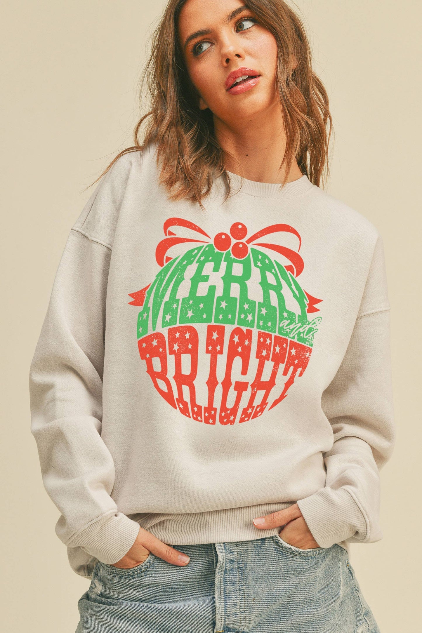 Merry and Bright Christmas Graphic Sweatshirt
