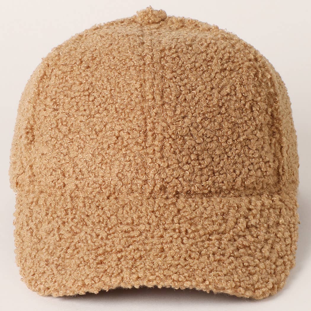 Solid Colored Faux Sherpa Baseball Cap