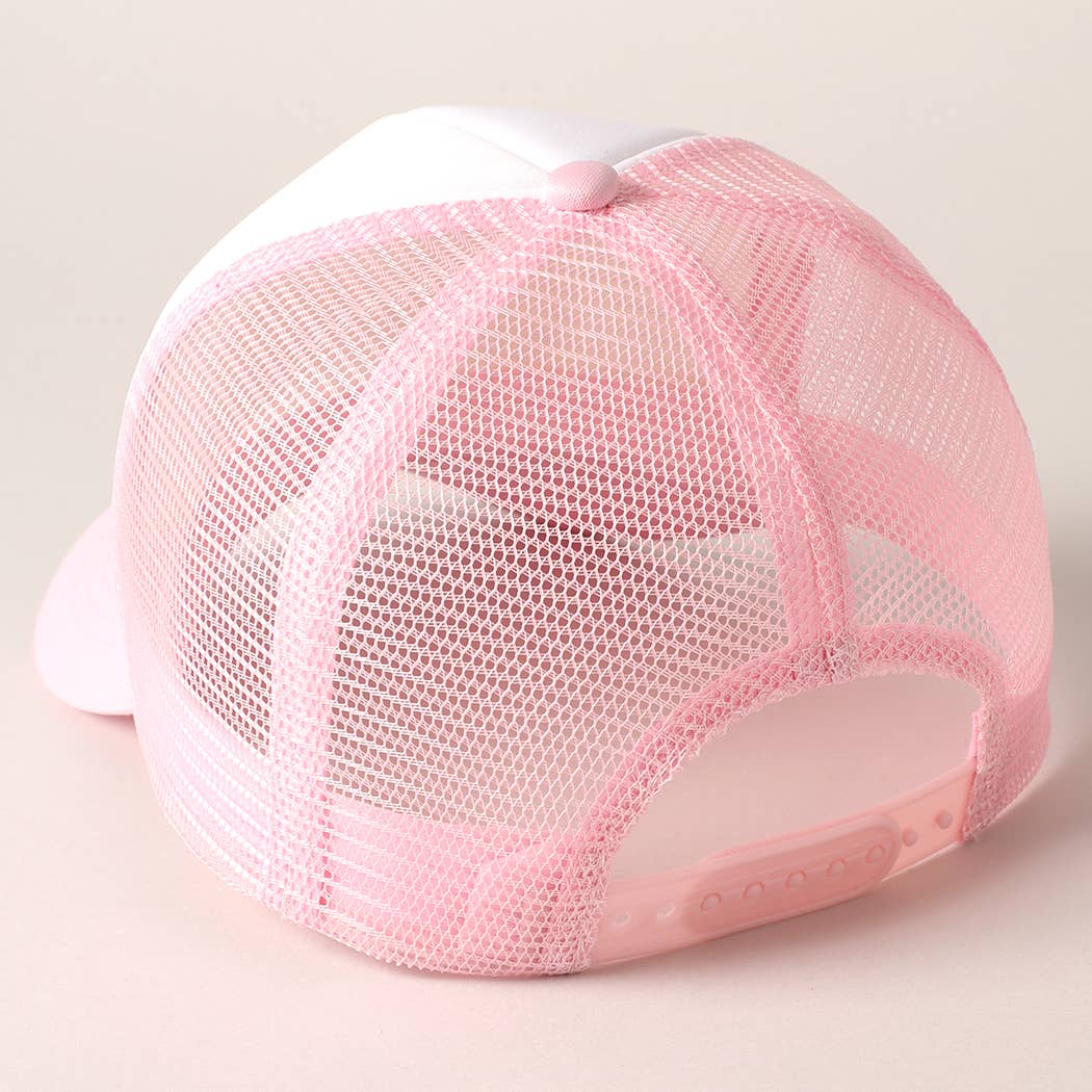 Checkered Bow Print Foam Mesh Back Trucker Hat