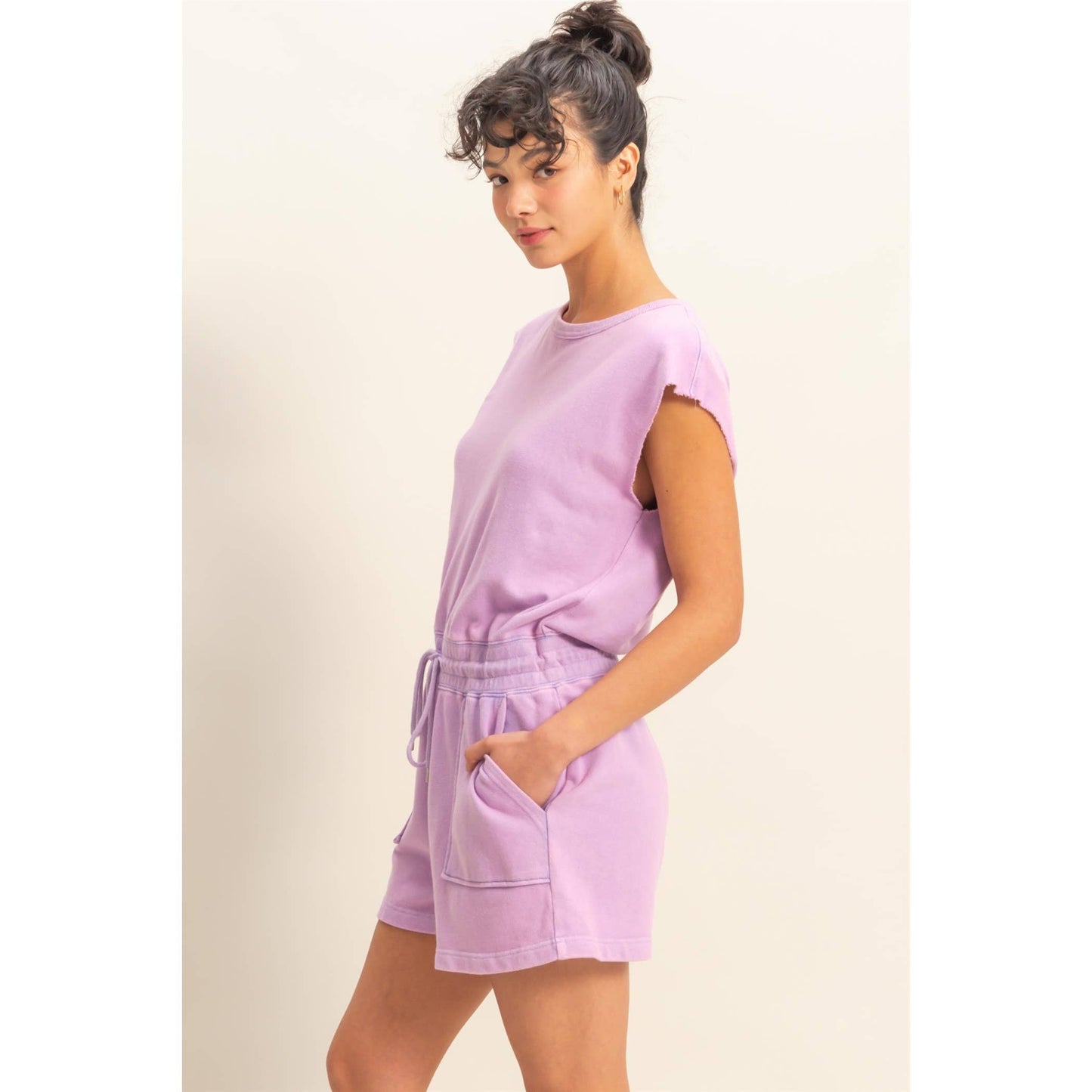 Sleeveless Drawstring Waist Romper
