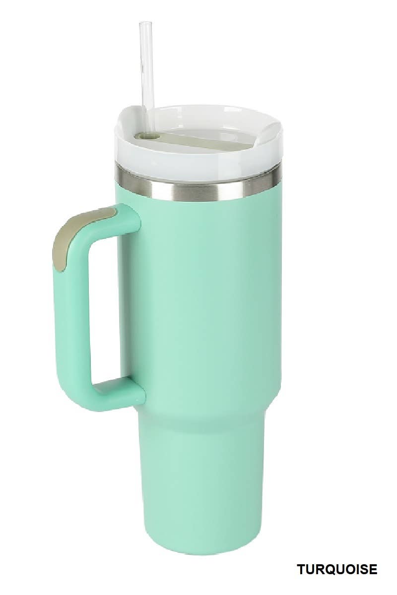 40oz Stainless Steel Tumbler With 2 Straws