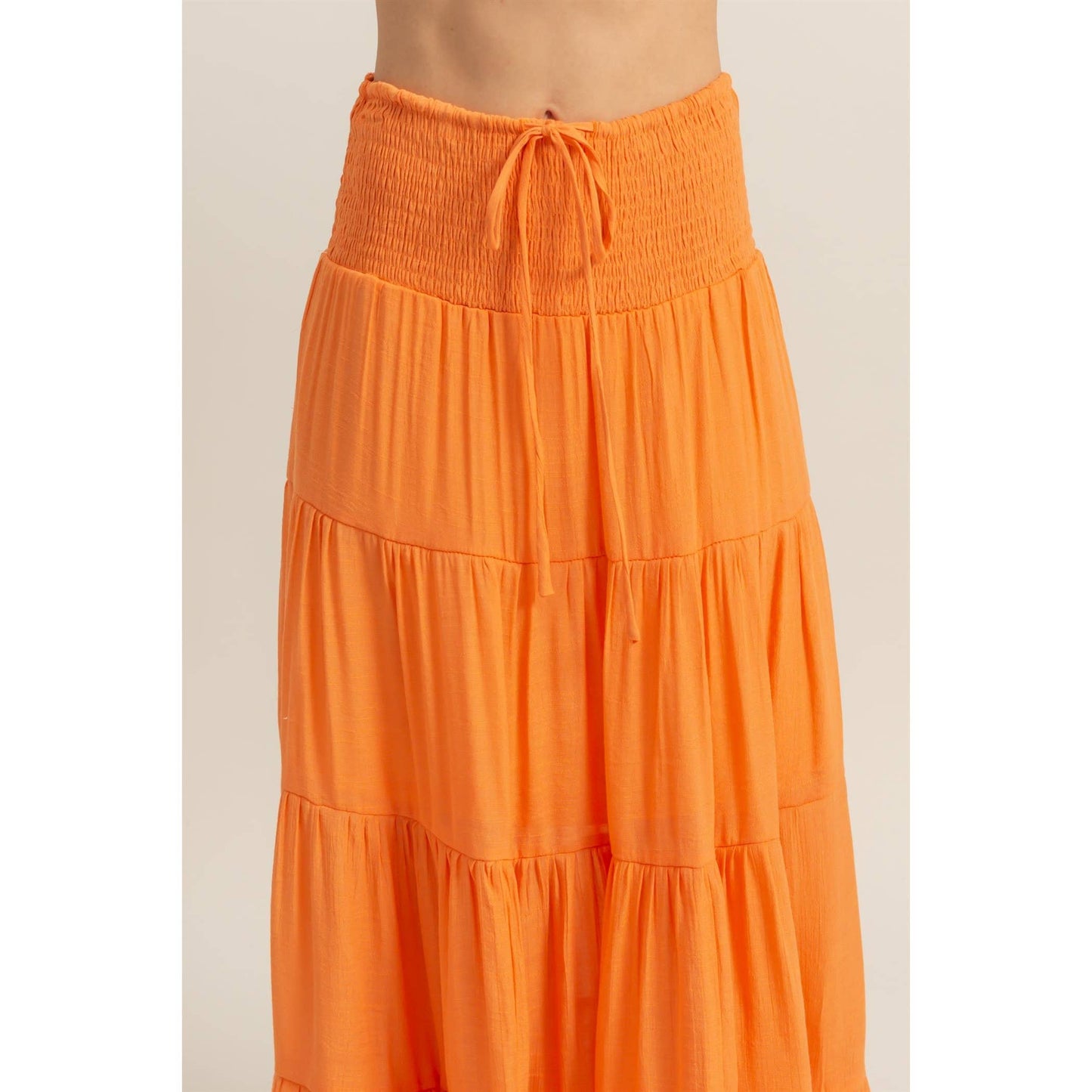 Smocked Waist Tiered Maxi Skirt